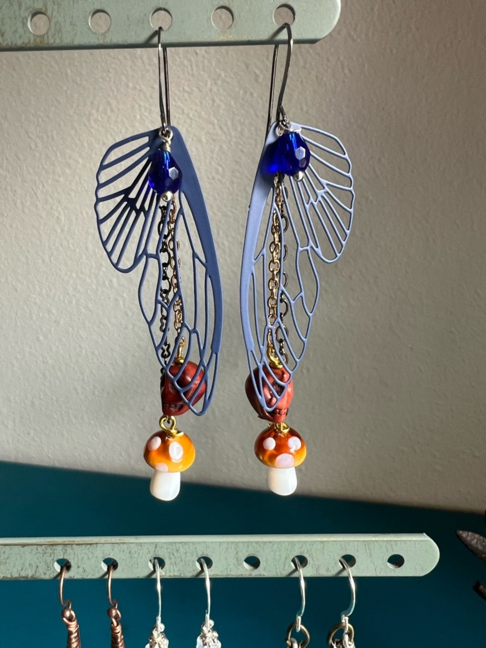 Handmade fairy wing dangle earrings